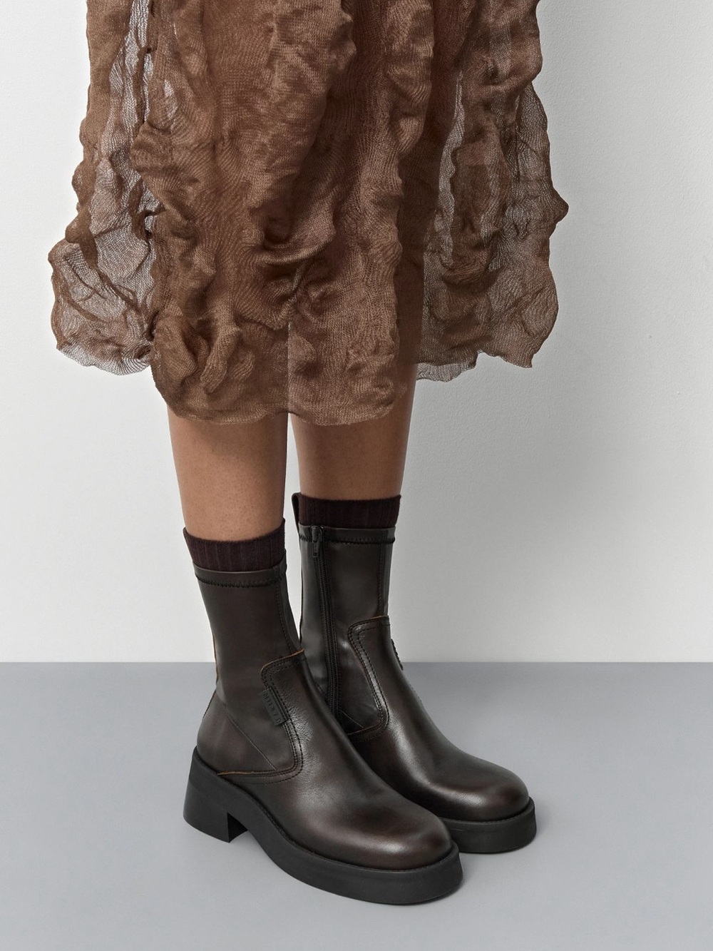 Miista Oliana Brown Stretch Leather Boots